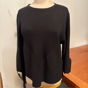 Women’s Sweater Black Wool Blend Pullover 3/4 Sleeves Bows Size L